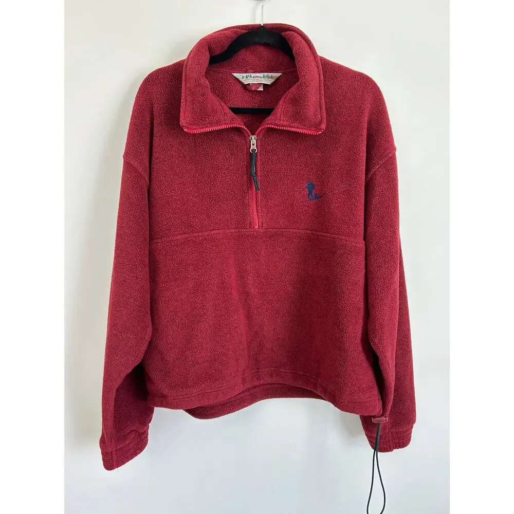 Vintage EMS Burgundy Fleece 1/2 Zip Pullover Sweater Men’s Medium Skier Logo